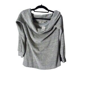 Loft Off Shoulder Long Sleeve Sweater Size XS Grey Super Soft NWT